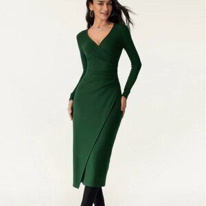 BNWT Heavy Thermal Wrap Long Sleeve Dress Thermal Eco-Mousse - Green M 6 8